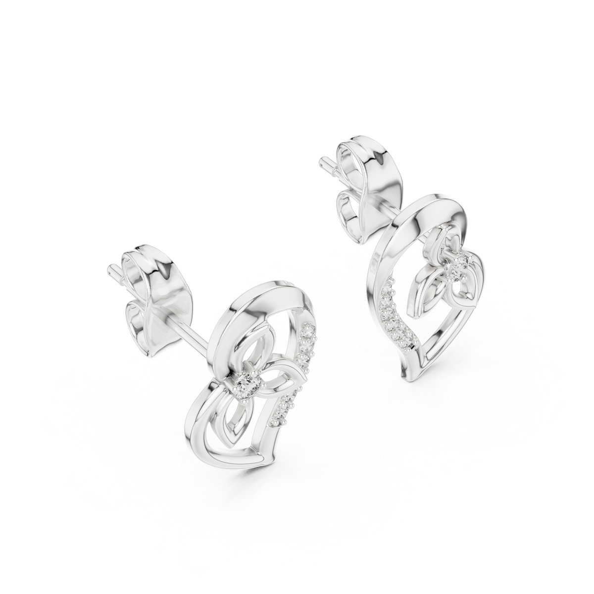 Elegant Intertwined Heart Diamond Stud Earrings