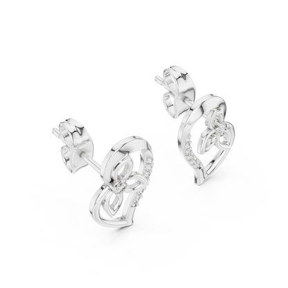 Elegant Intertwined Heart Diamond Stud Earrings