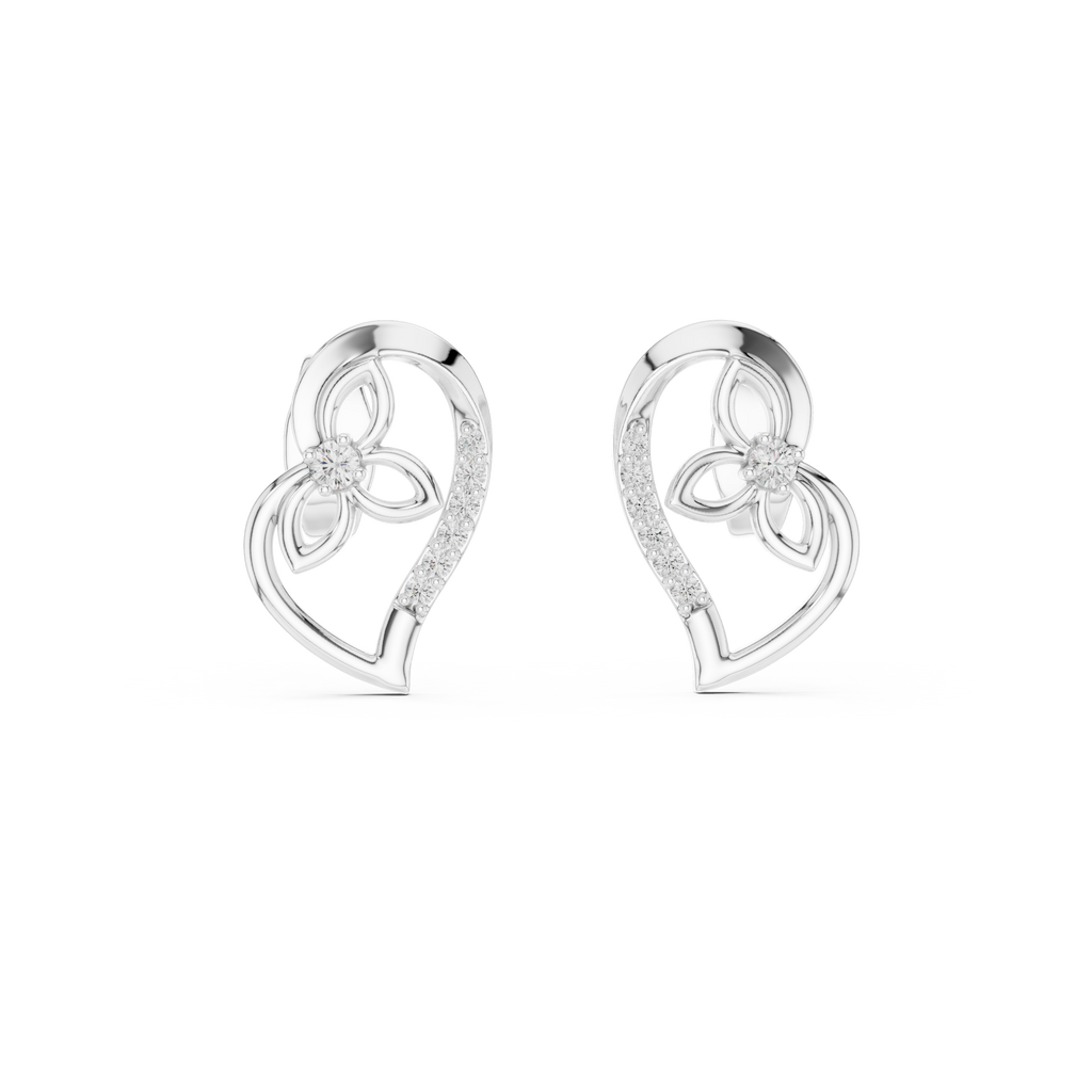 Elegant Intertwined Heart Diamond Stud Earrings