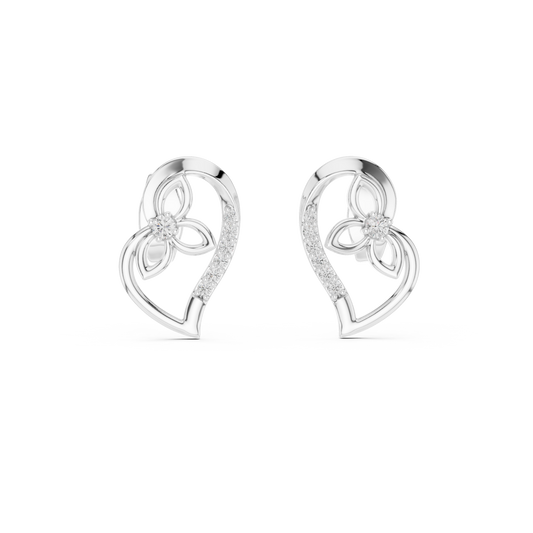 Elegant Intertwined Heart Diamond Stud Earrings