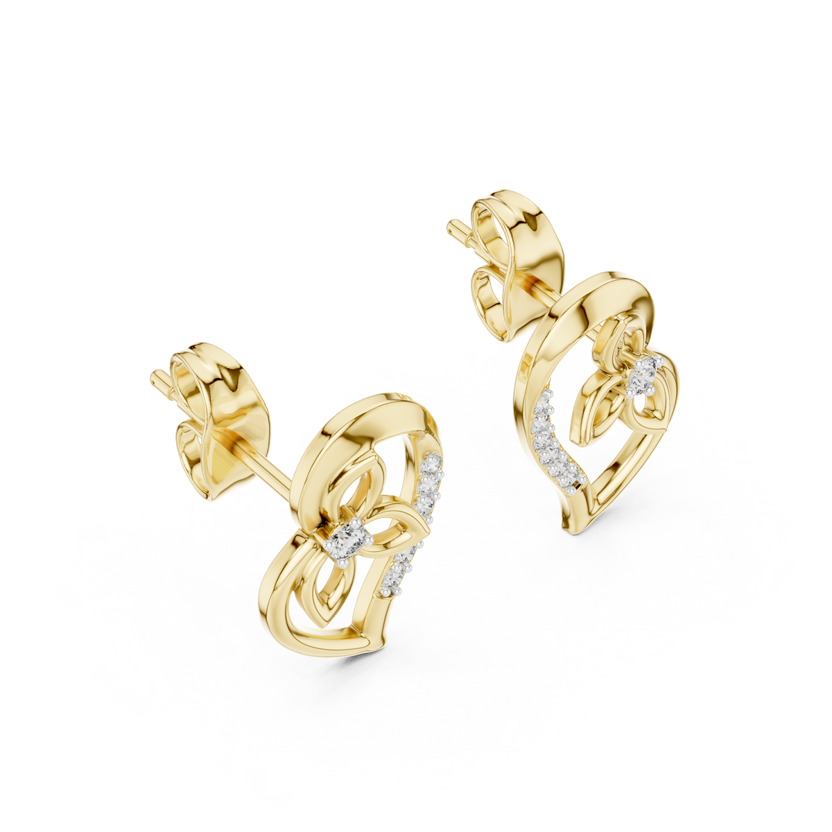 Elegant Intertwined Heart Diamond Stud Earrings