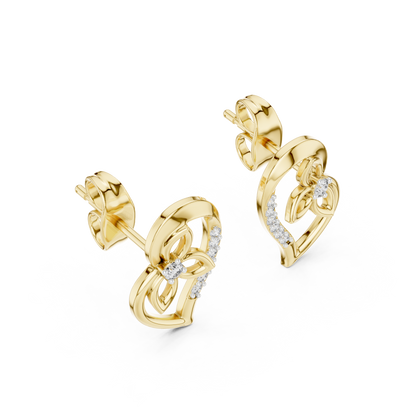 Elegant Intertwined Heart Diamond Stud Earrings