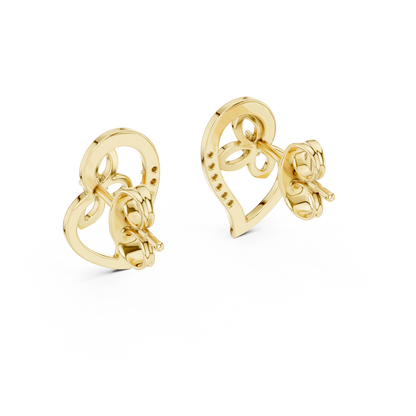 Elegant Intertwined Heart Diamond Stud Earrings