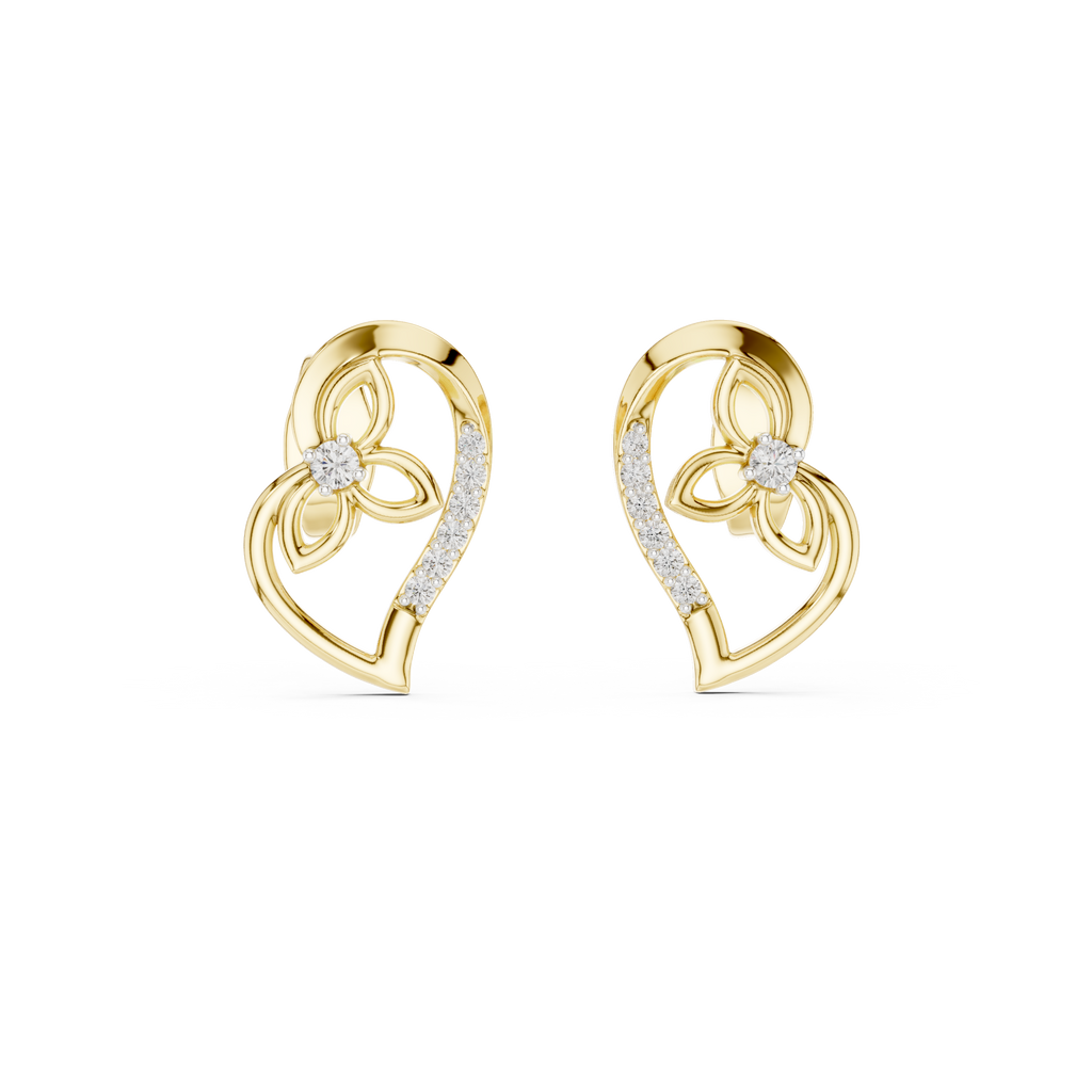 Elegant Intertwined Heart Diamond Stud Earrings