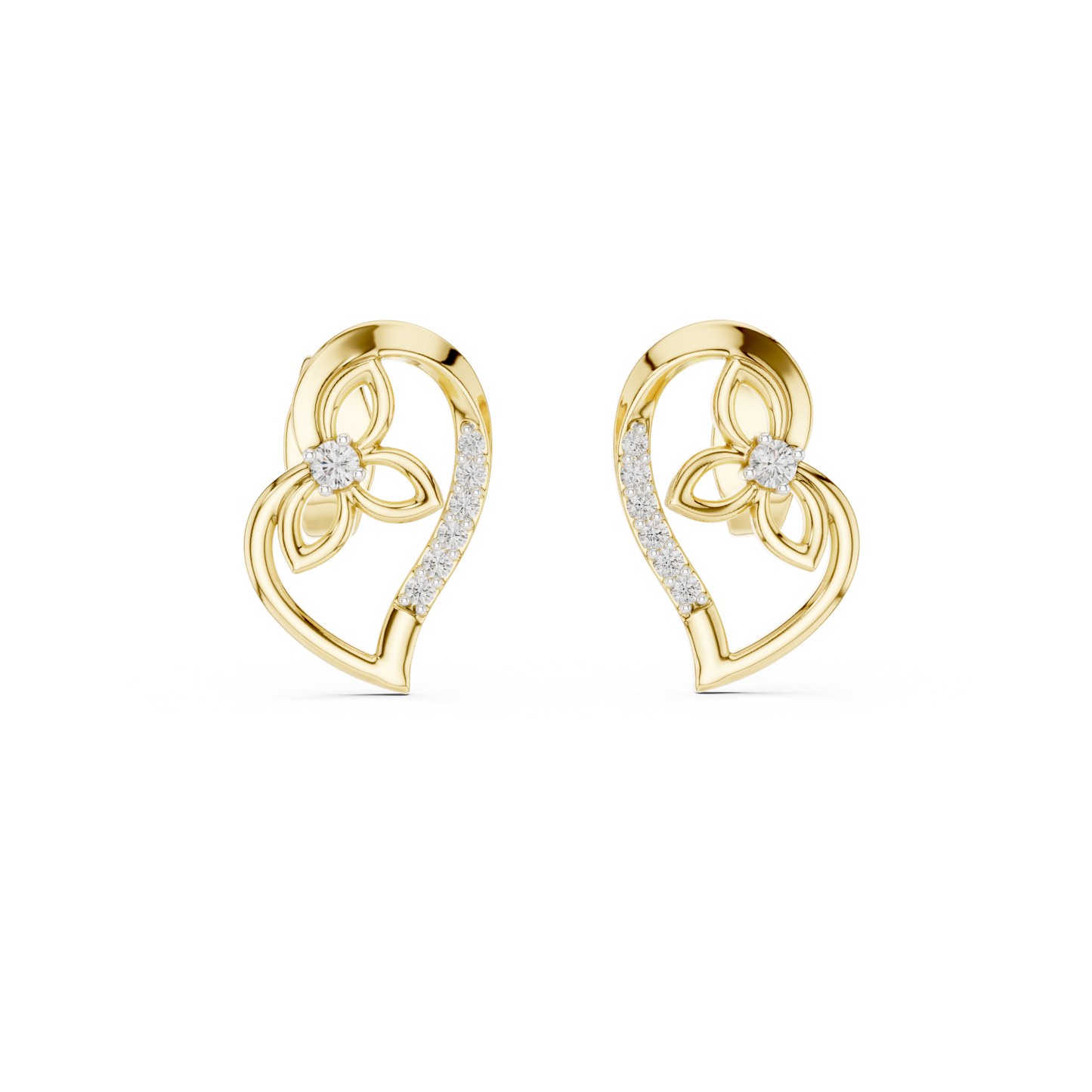 Elegant Intertwined Heart Diamond Stud Earrings