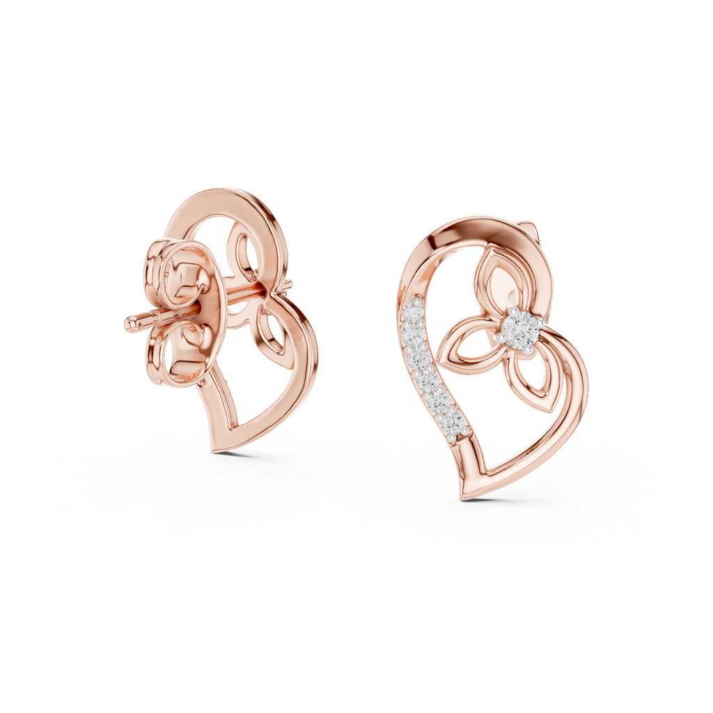 Elegant Intertwined Heart Diamond Stud Earrings