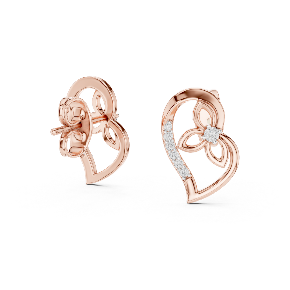 Elegant Intertwined Heart Diamond Stud Earrings