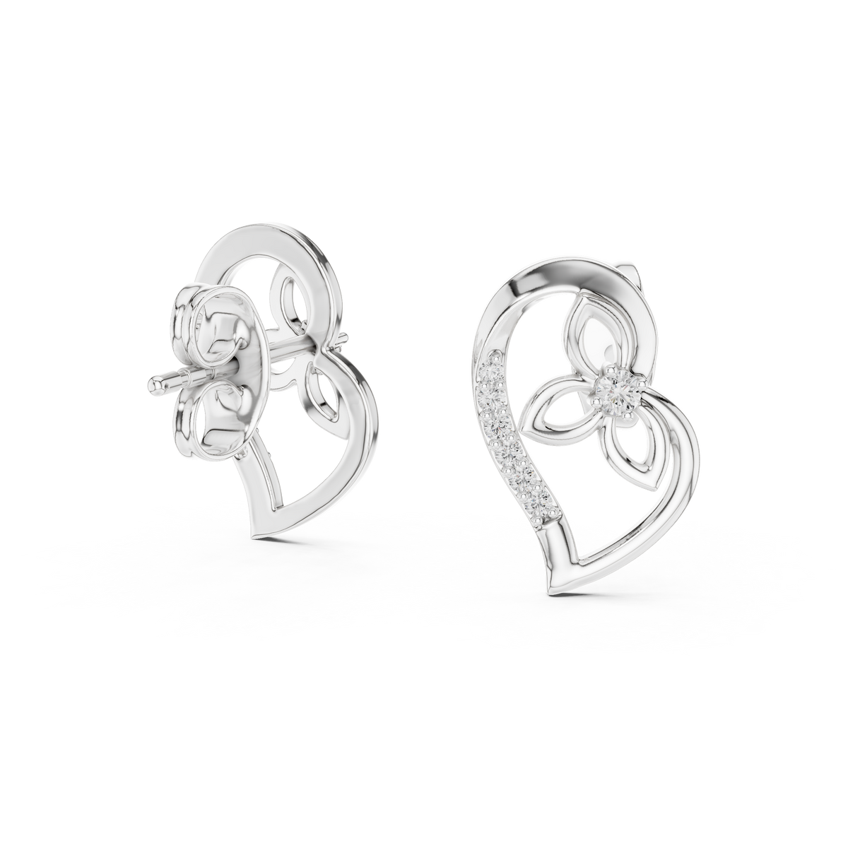 Elegant Intertwined Heart Diamond Stud Earrings
