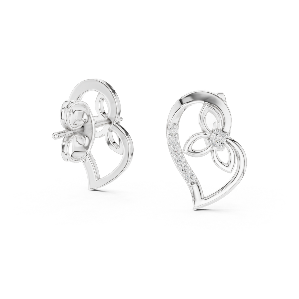 Elegant Intertwined Heart Diamond Stud Earrings