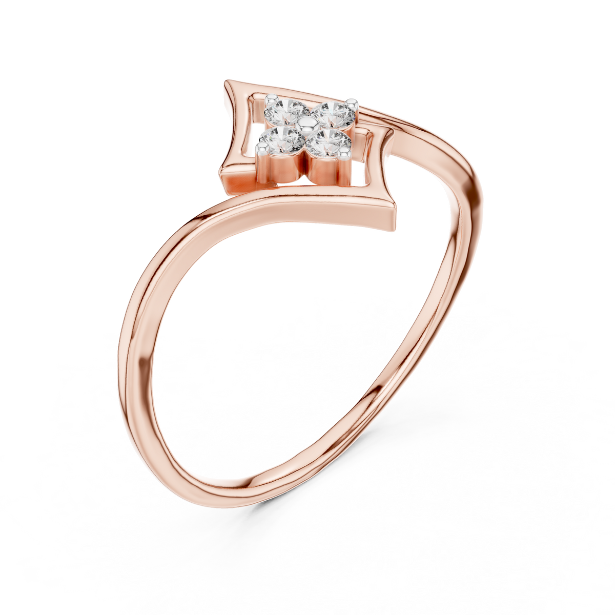 Elegant Diamond Petal Ring