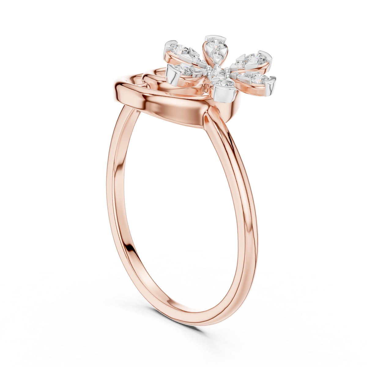 Twisted Flower Diamond Ring