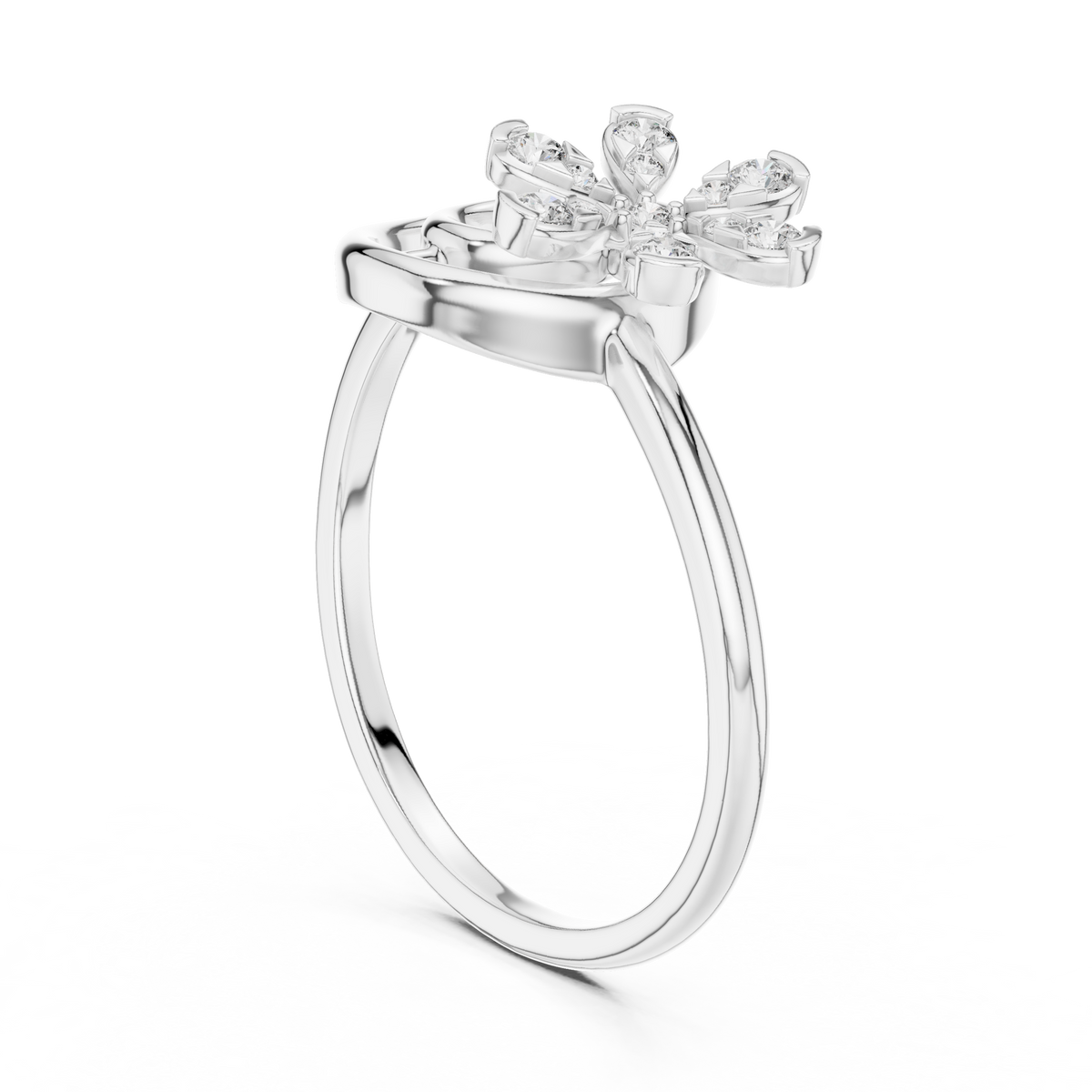 Twisted Flower Diamond Ring