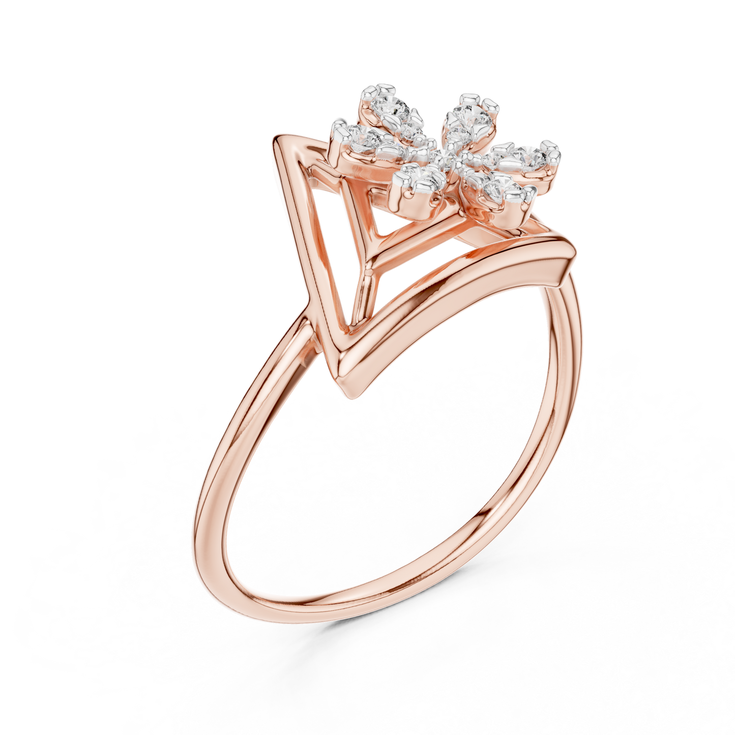 Modern Triangle Blossom Ring