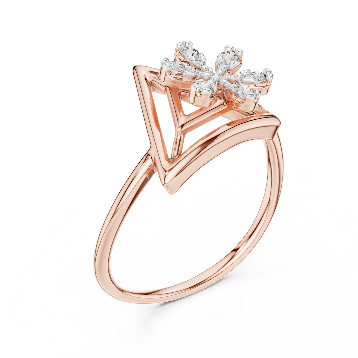 Modern Triangle Blossom Ring