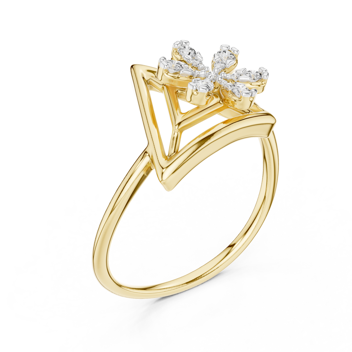 Modern Triangle Blossom Ring