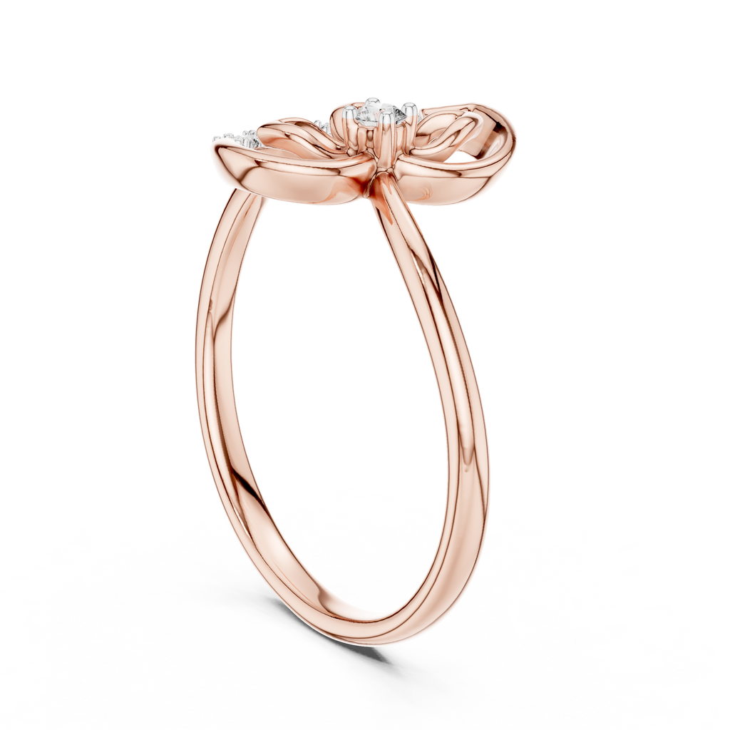 Rose Gold Butterfly Diamond Ring