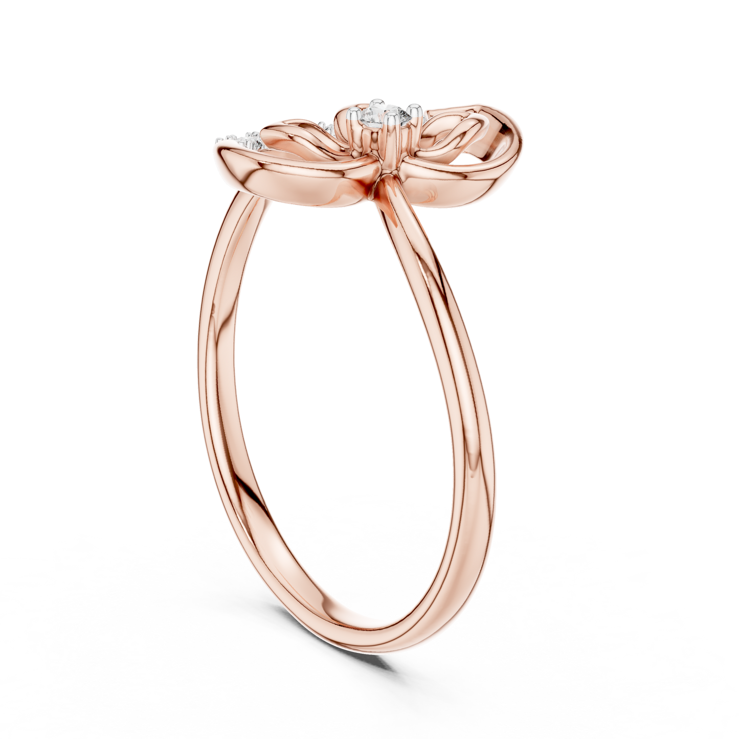 Rose Gold Butterfly Diamond Ring