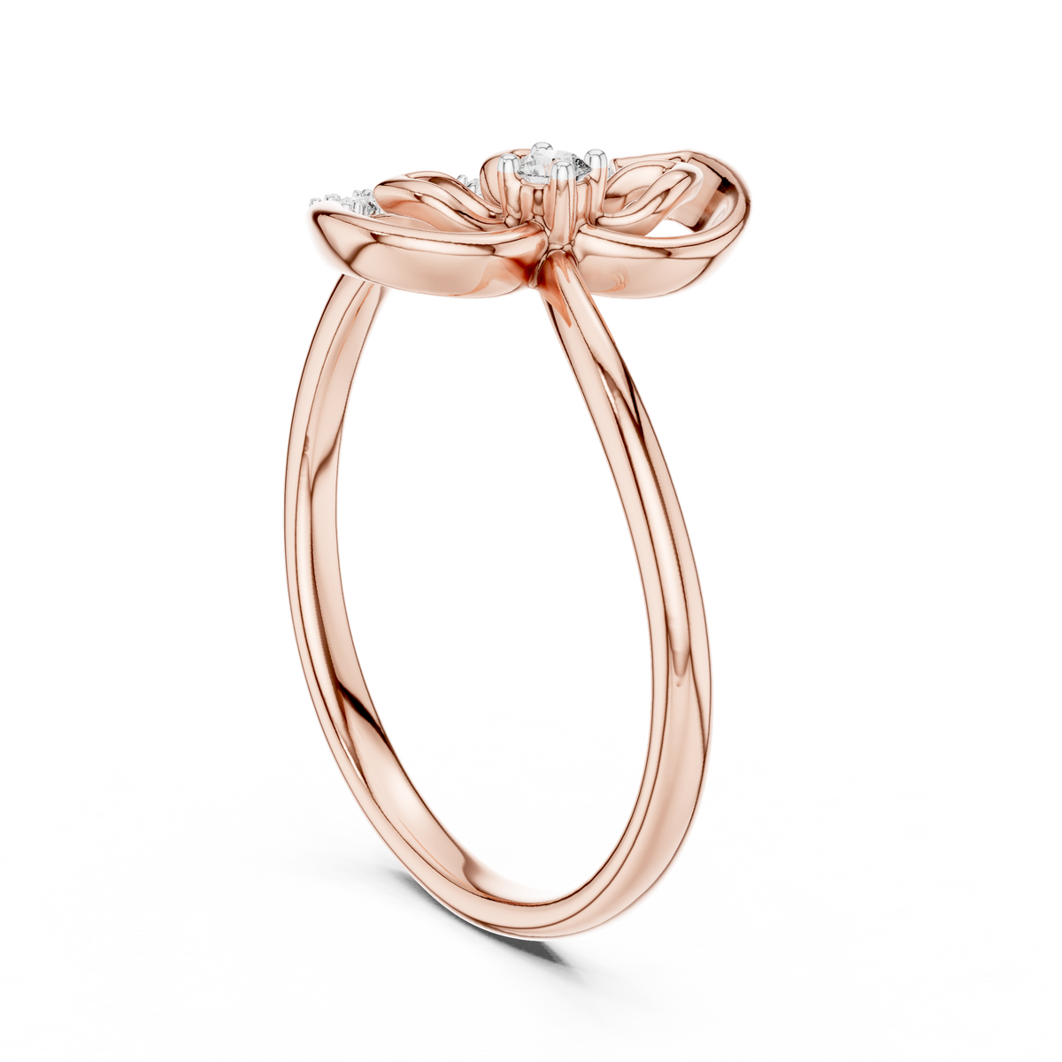 Rose Gold Butterfly Diamond Ring