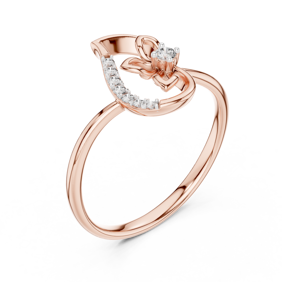 Rose Gold Butterfly Diamond Ring