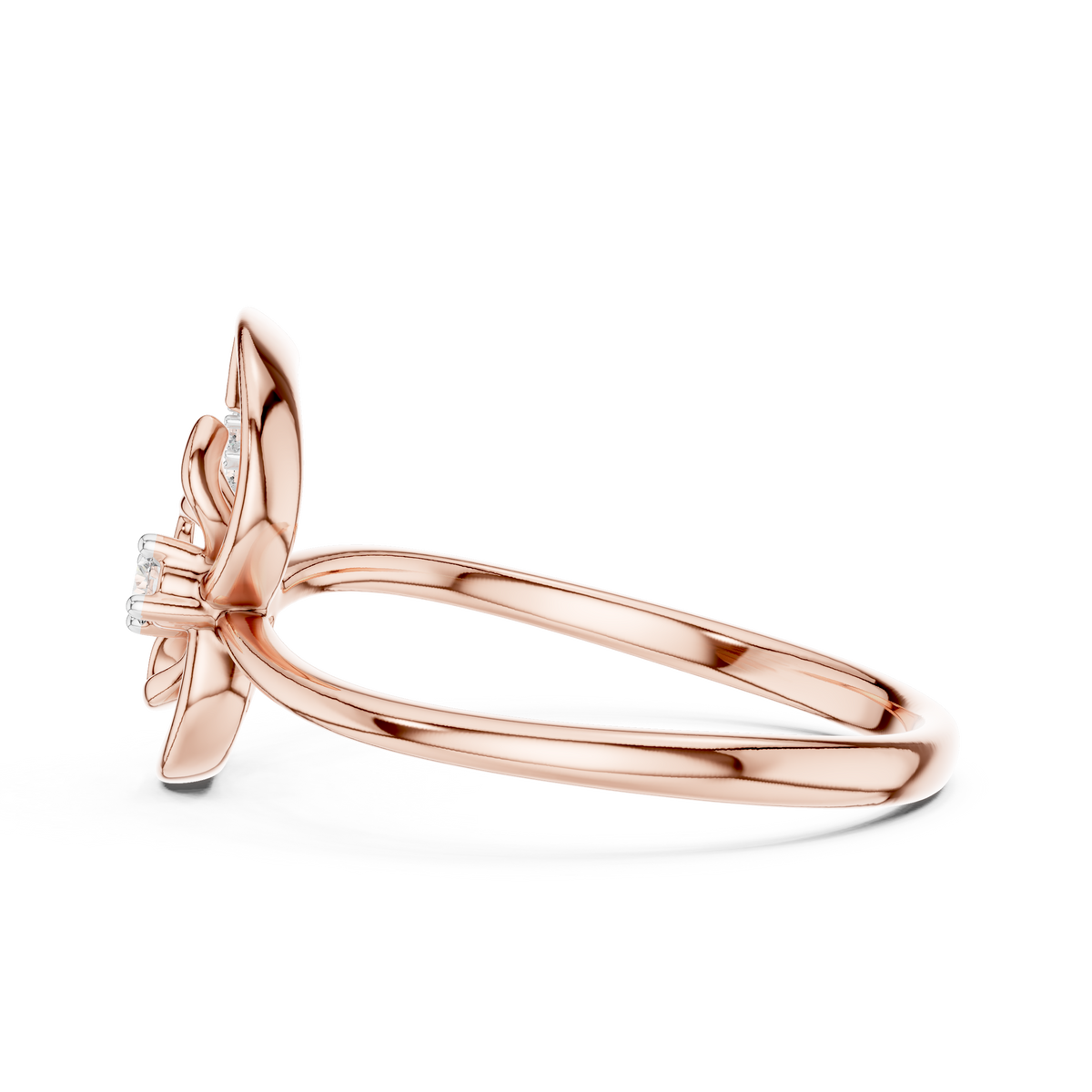 Rose Gold Butterfly Diamond Ring