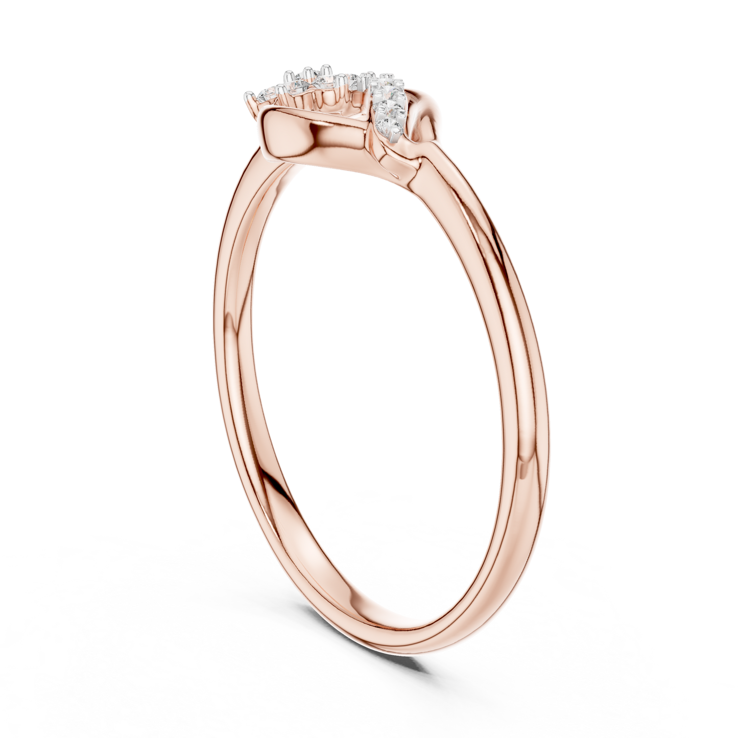 Golden Wave Diamond Floral Ring