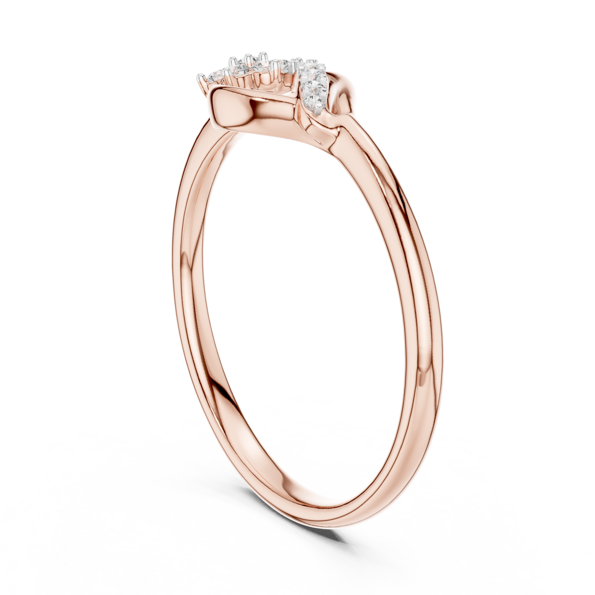 Golden Wave Diamond Floral Ring