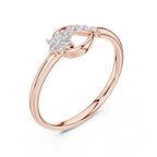 Golden Wave Diamond Floral Ring