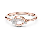Golden Wave Diamond Floral Ring