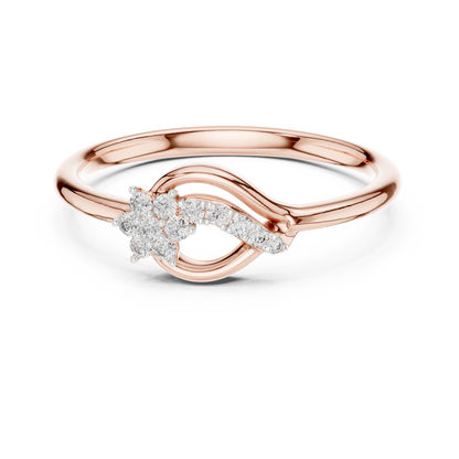 Golden Wave Diamond Floral Ring