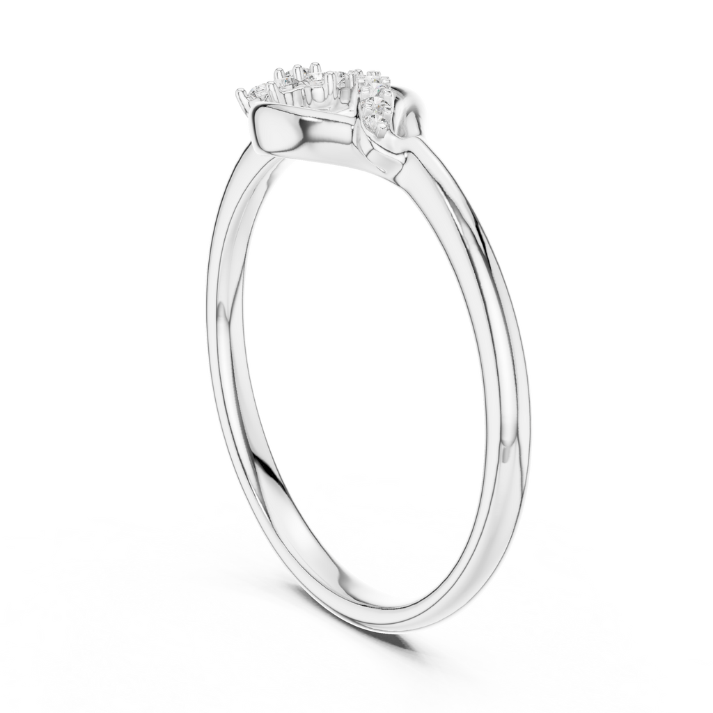 Golden Wave Diamond Floral Ring