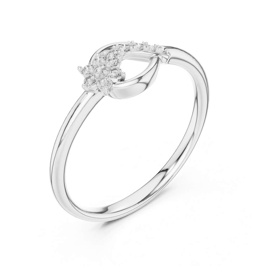 Golden Wave Diamond Floral Ring