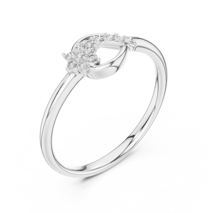 Golden Wave Diamond Floral Ring