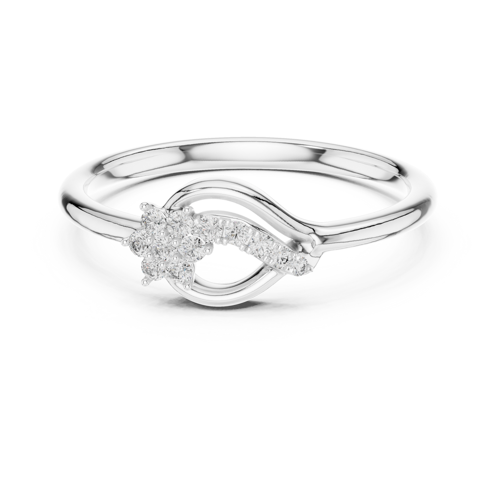 Golden Wave Diamond Floral Ring