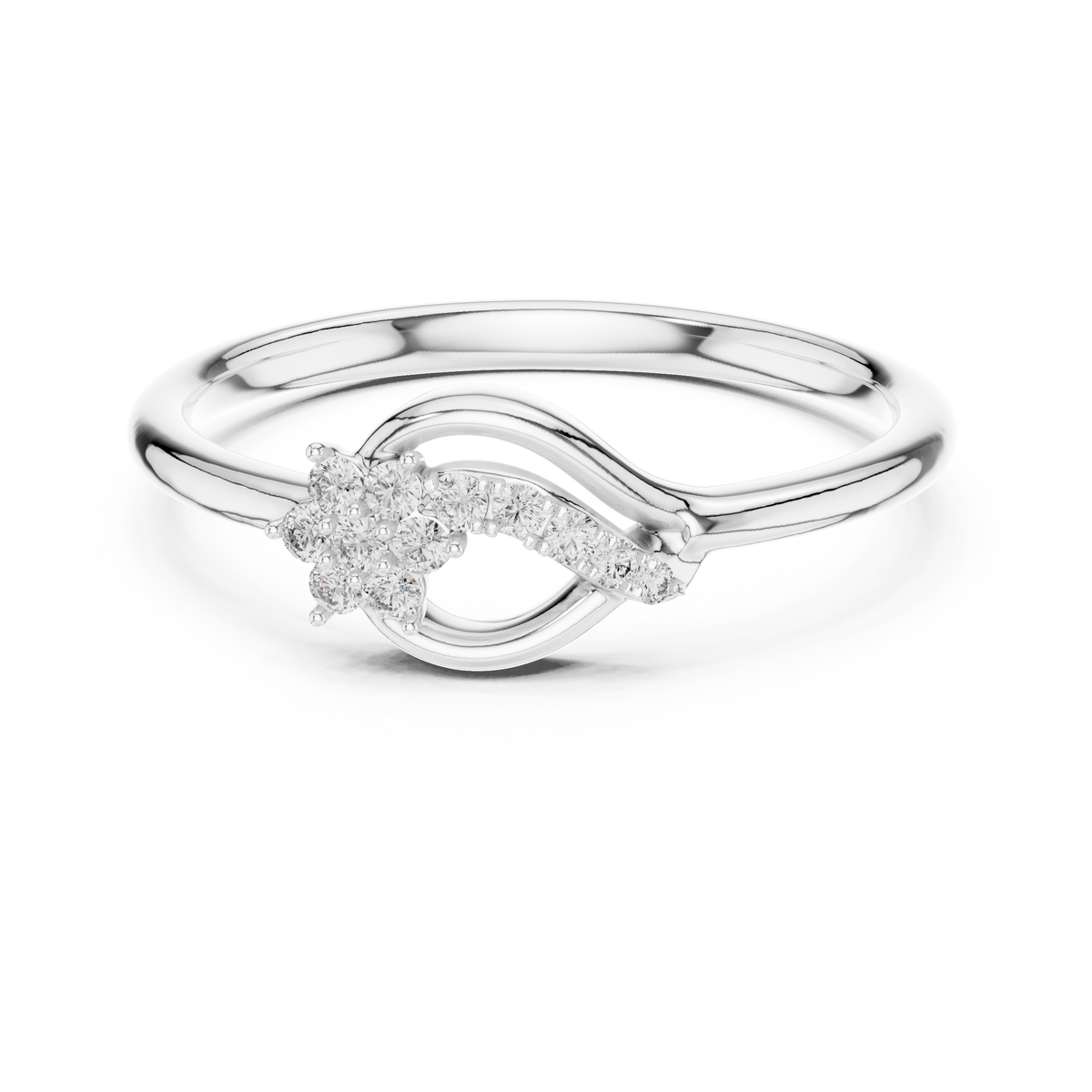 Golden Wave Diamond Floral Ring