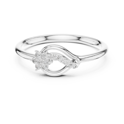 Golden Wave Diamond Floral Ring