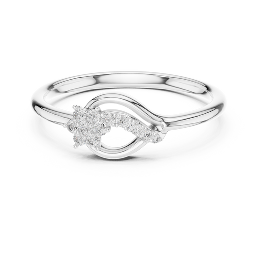 Golden Wave Diamond Floral Ring