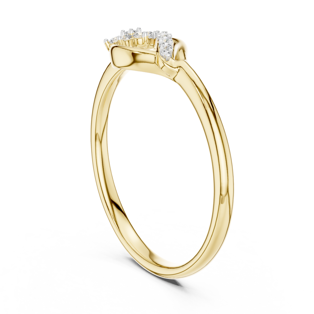 Golden Wave Diamond Floral Ring