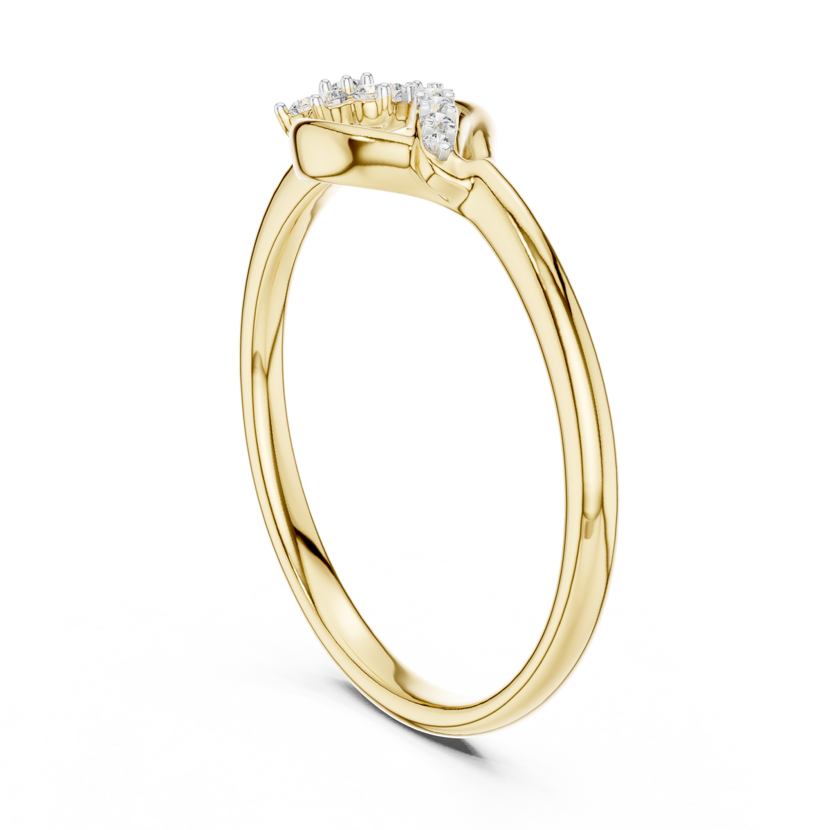 Golden Wave Diamond Floral Ring