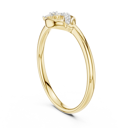 Golden Wave Diamond Floral Ring