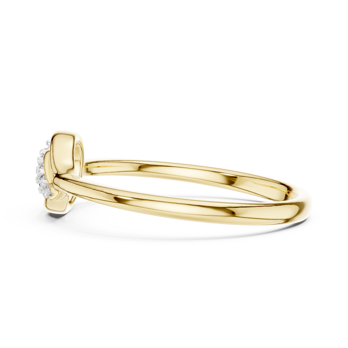Golden Wave Diamond Floral Ring