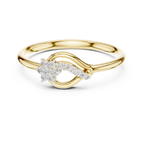 Golden Wave Diamond Floral Ring