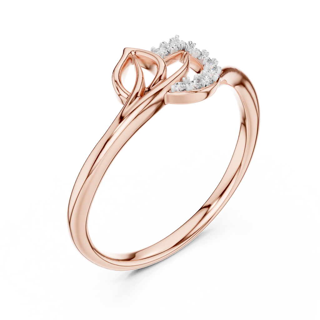 Minimalist Diamond Leaf Ring