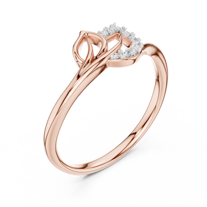 Minimalist Diamond Leaf Ring