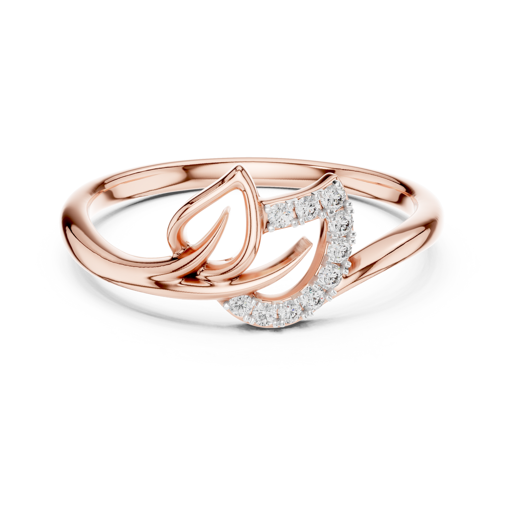Minimalist Diamond Leaf Ring