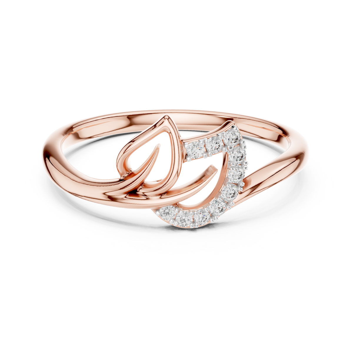 Minimalist Diamond Leaf Ring