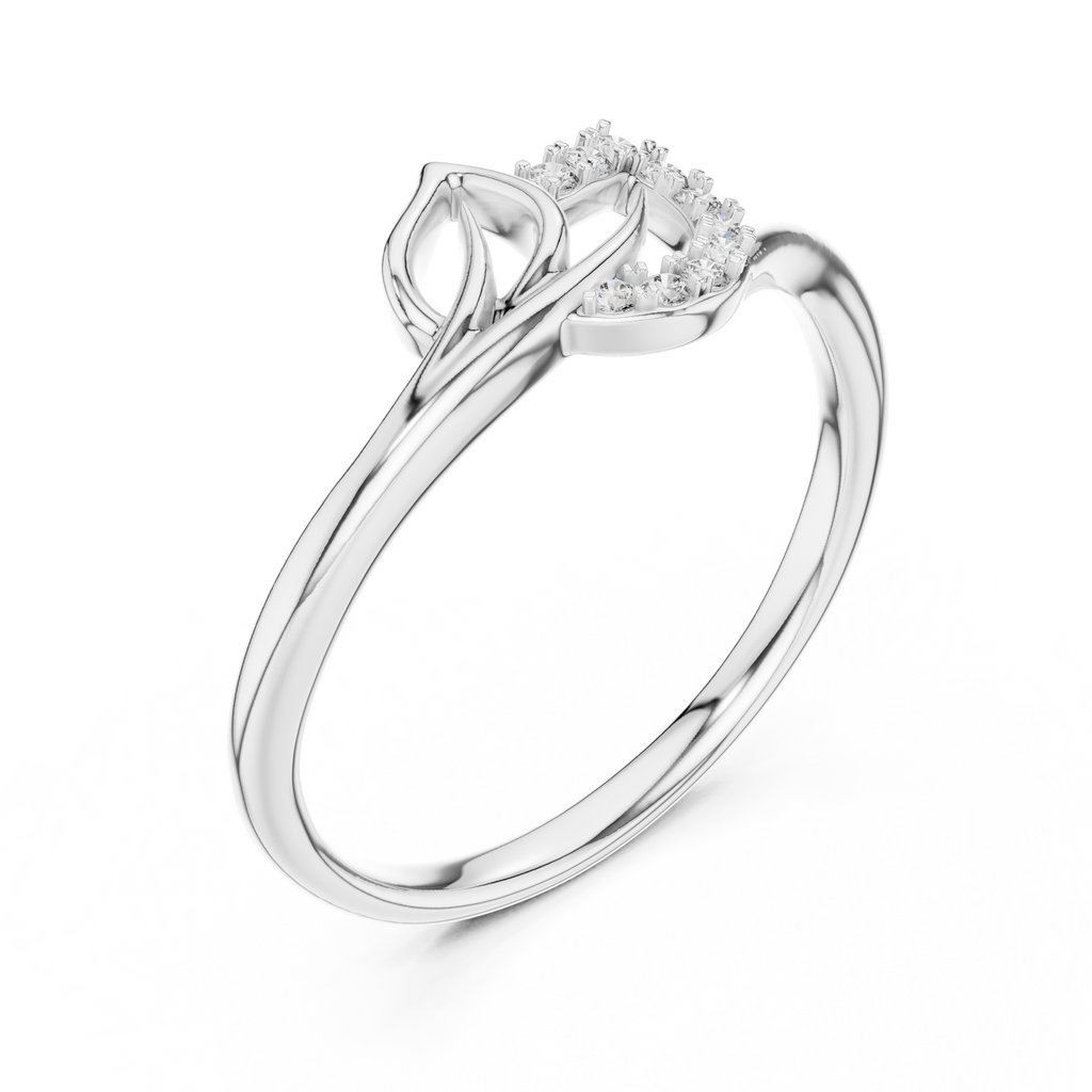 Minimalist Diamond Leaf Ring