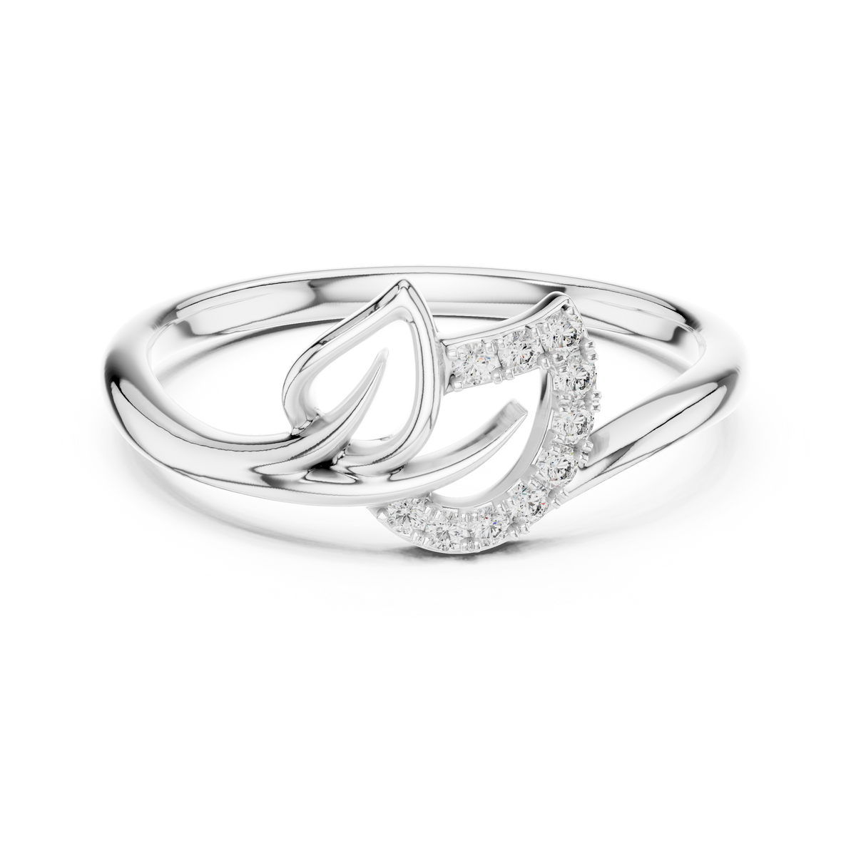 Minimalist Diamond Leaf Ring