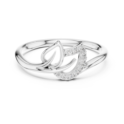 Minimalist Diamond Leaf Ring