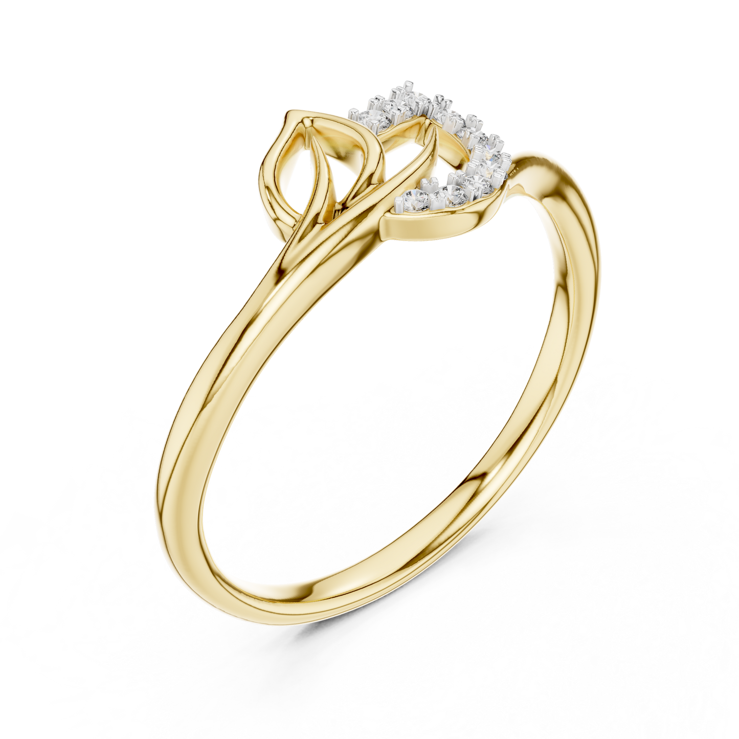 Minimalist Diamond Leaf Ring