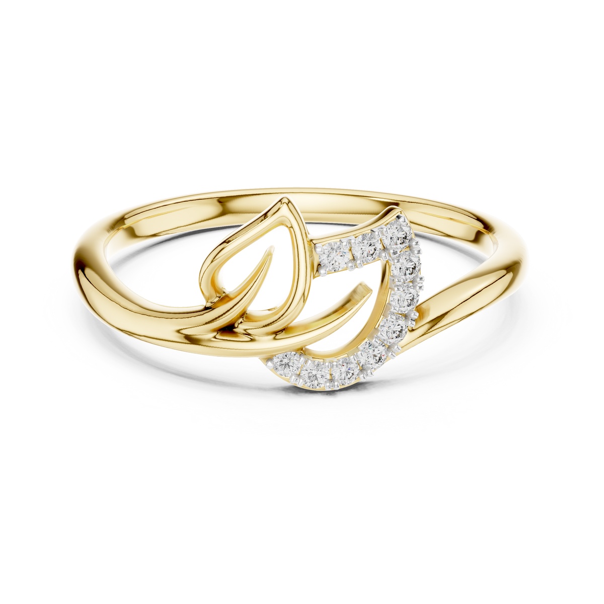 Minimalist Diamond Leaf Ring